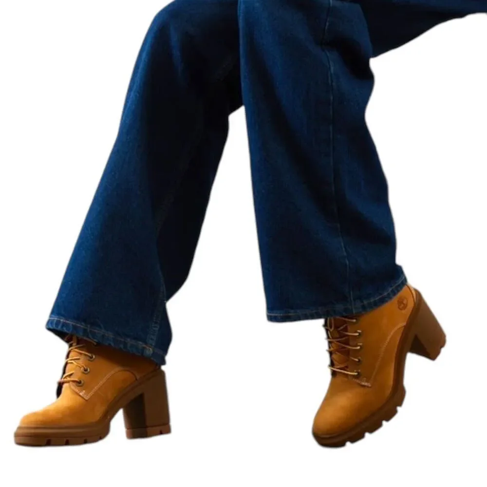 Timberland Boots WMNS 6 Allington 6-Inch Lace-Up High Heel Wheat Nubuck Leather - Picture 7 of 14